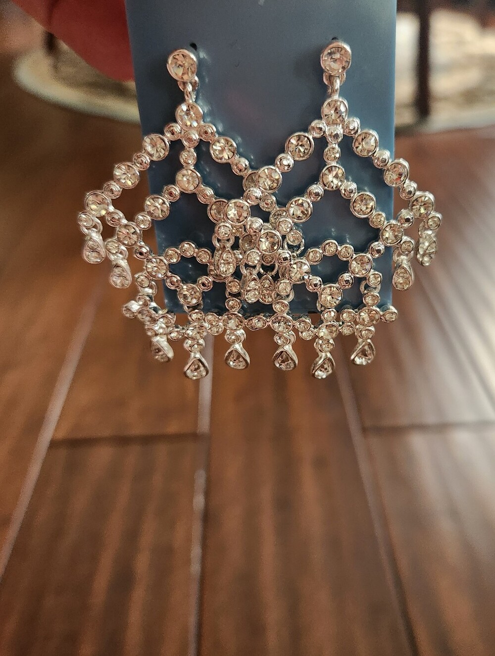 Nine West Silver Crystal Chandelier Earrings